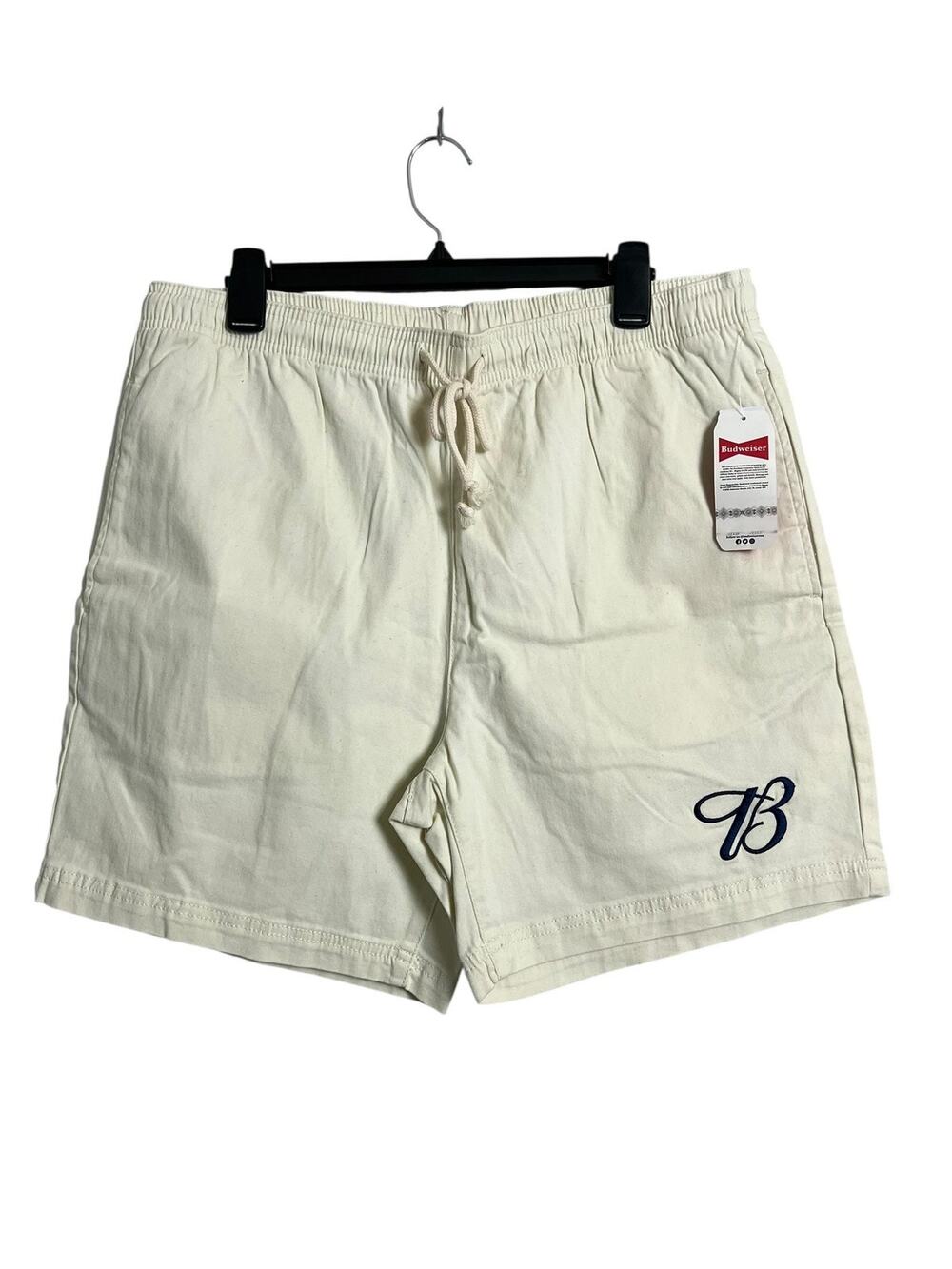 Budweiser X PacSun Chino Shorts Mens Large White Drawstring Elastic Waist NWT